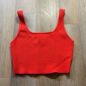 House of Harlow 1960 Ribbed Crop Tank Top Red Orange Size M